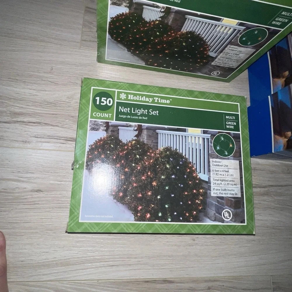 Lot 3 New Holiday Time Christmas Net Lights 150ct Multi-Color Indoor Outdoor 6x4